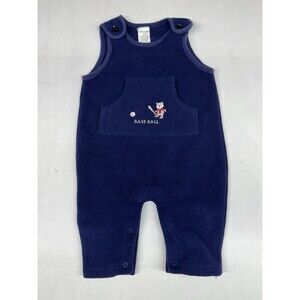 Vintage Agabang Fleece Blue Body Suit Baseball Bear Stitched Logo Kids 9 Mont